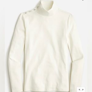 Women’s J.Crew Perfect-fit turtleneck with jewel buttons Ivory Small or XS